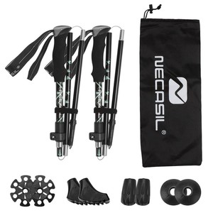 Bâtons de trekking Newcastle en alliage d'aluminium, télescopiques et pliables, avec sac de transport pour la marche en plein air - Product Image 1
