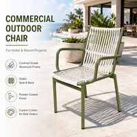 Silla de Exterior Comercial de Aluminio con Cuerda FLD1202 Landa con Cojín de Olefina para Proyectos de Hoteles, Resorts, Restaurantes y Patios