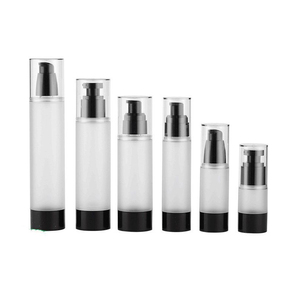 Botol Pompa Kosmetik Tanpa Udara Hitam untuk Serum Perawatan Kulit, Botol Plastik Kosong 15ml-120ml, Pompa Semprot Losion - Product Image 1