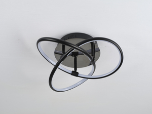 <b>Modern</b> Round <b>LED</b> <b>Ceiling</b> <b>Light</b> Black Aluminum Ring Design 3500K Warm White E27 Base Easy Installation for Living Room - Product Image 1