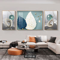 Décoration d'intérieur : Triptyque de Plumes, Peinture Décorative en Porcelaine Cristalline, Peinture Abstraite, Art Mural et Tableau