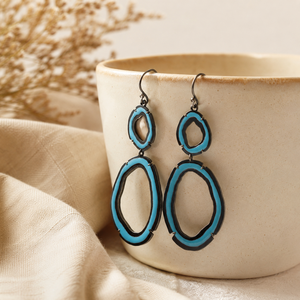 Orecchini Pendenti Circolari Blu Multicolore, Orecchini Pendenti Rotondi Creativi per Donne - Product Image 6