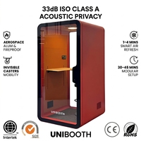Cabine Acoustique UNIBOOTH Moderne Ergonomique Insonorisée 33 dB ISO 23351 Ignifuge à Montage Rapide pour Écoles, Universités et Commandes en Gros