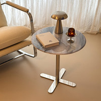 Ensemble de table ronde mobile moderne en acier inoxydable pour salon, balcon, table de chevet, table à thé d'angle