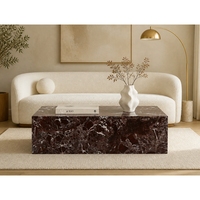 Table basse en marbre Rosso Levanto de luxe moderne SH STONE avec finition lisse, base robuste et design sans joint pour salon