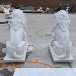 Decoración de jardín al aire libre Popular estilo occidental piedra de mármol Natural escultura Animal puesta de sol estatua de León de mármol rojo - Product Image 4