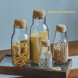 Bocaux de conservation en verre borosilicate avec couvercles hermétiques en liège – Ensemble écologique pour l'organisation du garde-manger, idéal pour les épices et les céréales - Product Image 3
