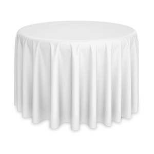 Nappe ronde ajustée en polyester blanc nappes de mariage pour événements vente en gros bon marché - Product Image 1