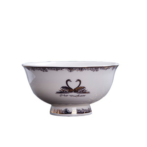 Service de table en céramique Double Swan, assiette à dîner, bol à dîner, vaisselle blanche élégante à la française - Product Image 4