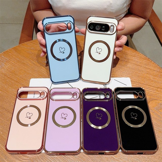 Magnetic Love Pattern Electroplating Silicone TPU Back Case for Google Pixel 10 9 Pro XL 9 8 Pro 8a 7a Wireless Charging Cover