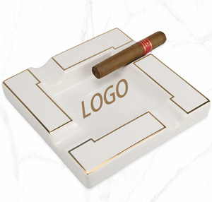 Logo personalizzato di lusso rettangolo posacenere in piedi porcellana <span class=keywords><strong>piatto</strong></span> di sigari bianco e nero in ceramica per esterno scatola di fumo di imballaggio - Product Image 3