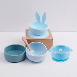 ชุดจานชามซิลิโคนซิลิโคนสำหรับรับประทานอาหารเด็กทรงกลมน่ารักพิมพ์ลายแบบกำหนดเองมีฝาปิดสำหรับเด็ก - Product Image 1