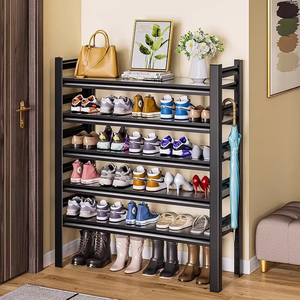 Étagère à chaussures moderne en acier <span class=keywords><strong>convertible</strong></span>, étagère en métal réglable pour le salon, la salle à manger, l'entrée, rangement - Product Image 1