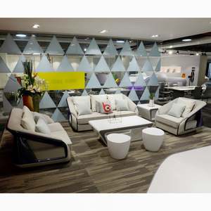 Design de luxe suédois cuir daim salon d'attente réception canapé moderne blanc bleu Flash 3 1 1 2 ensemble de canapés de bureau exécutif - Product Image 6