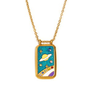 Hongtong, collar de esmalte de <span class=keywords><strong>Tarot</strong></span> de acero inoxidable de alta calidad, cuerda duradera, circón, gran oferta, joyería de moda, venta al por mayor - Product Image 6