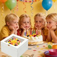 Boîte à gâteau pliable jetable avec fenêtre transparente, boîte d'emballage carrée en papier pour desserts et pâtisseries