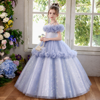 Robe de princesse en tulle de luxe pour filles, robe de bal à volants, tenue de soirée scintillante, sur mesure, OEM, vente en gros pour mariage, fête d'anniversaire, 90-150 cm