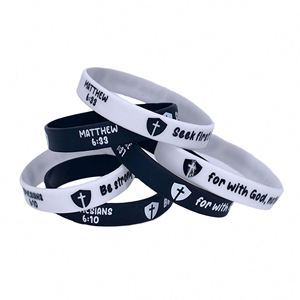 Religious Belief Cross Pattern Bible Inspirational Silicone Wristband Holiday Party Rubber <b>Bracelet</b> - Product Image 4