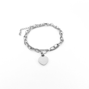 Pulsera De Oro De 14k con forma De corazón para mujer, Cadena De Acero Inoxidable, brazaletes con forma De corazón - Product Image 3