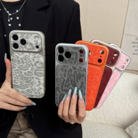 Étui en cuir PU à motif léopard tendance avec grande fenêtre pour iPhone 13 14 15 16 17 Pro Max, coque à bords plaqués, transforme instantanément votre iPhone en modèle 17