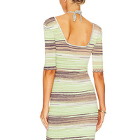 OLAESA Robes tricotées pour femmes Robe multi-élégante en tricot extensible à demi-manches Robe midi en tricot Robe d'été à licou