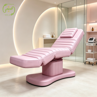 Cama de Masaje Eléctrica Rosa con Calefacción, 4 Motores, Ajustable, con Separación de Piernas, Silla para Tratamientos Faciales, Control Remoto, Cama de Spa