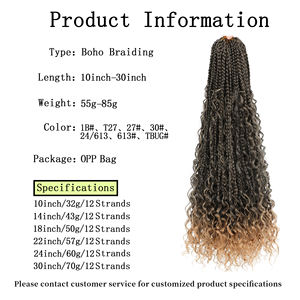 Perruque tressée Amygirl 360 Lace Boho avec cheveux de bébé, extensions de cheveux bouclés bohèmes, 100% fibre synthétique haute température, trame unique teinte 12 - Product Image 3