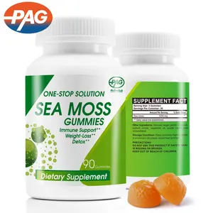 Bebas Gula atau Gula Opsional Makanan Suplemen Harian Slimming Sea Moss Gummies Weight Loss Detox Seamoss Gummies Bottle