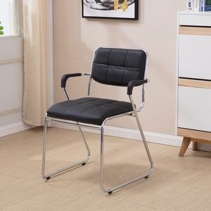 <span class=keywords><strong>Silla</strong></span> de <span class=keywords><strong>escritorio</strong></span> ejecutiva de cuero PU negra cómoda y moderna, reposabrazos fijos, estilo <span class=keywords><strong>rejilla</strong></span>, tela de hierro para comedor de oficina y hogar - Product Image 1