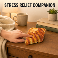 Jouet Squishy Croissant avec design brillant, morceaux de noix croquants et motif salé, anti-stress, se repulpe après pressage, décoration de bureau