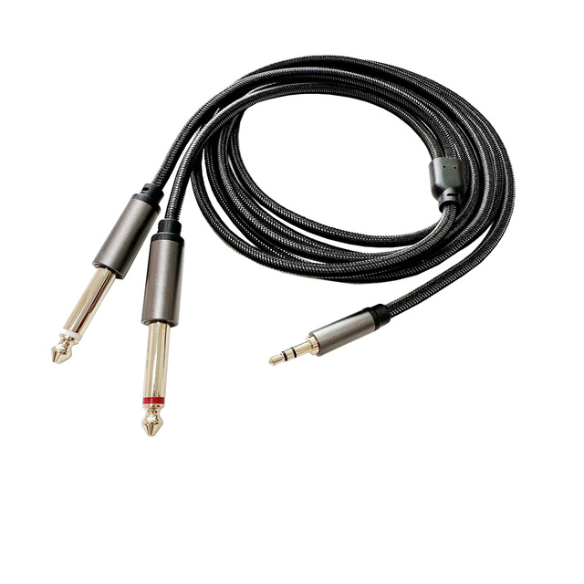 3.5 to 6.35 Stereo Cable 3.5mm TRS to 2 X 6.35mm TS Mono Y Splitter Audio Cord Compatible with Phone iPod Laptop Mixer Amplifier