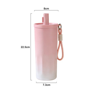 High Appearance Gradient Drawstring Coffee <b>Cup</b> 304 Stainless Steel Insulated <b>Cup</b> Portable <b>Straw</b> <b>Water</b> <b>Cup</b> Customization - Product Image 6