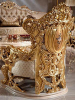 Canapé de salon de luxe de style européen, en bois sculpté doré et tissu, multifonctionnel, trois places, haut de gamme, style riche et grand format