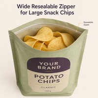 Bolsa de Papel para Papas Fritas con Fondo Plano y Cierre Personalizada para Fabricantes de Snacks y Empaquetado de Marca Privada para Minoristas