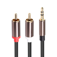 Câble audio adaptateur stéréo 3,5 mm Jack vers 2 RCA AUX, 1 m, blindage combiné en PVC pour ordinateur, haut-parleur, amplificateur, microphone