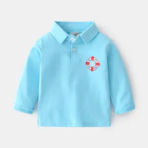 Baby tops autumn long-sleeved T-shirts for babies and toddlers baby bottoming shirts lapel polo shirts boys