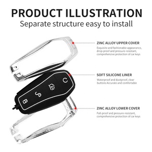 Housse de protection intégrale pour clé de voiture en alliage de <span class=keywords><strong>zinc</strong></span> et silicone de luxe, compatible avec BYD Han Tang Song Plus Yuan Atto 3 Qin Dolphin - Product Image 5