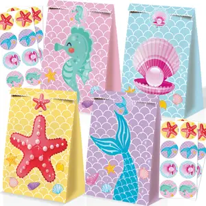 Sirène fête faveur sac sirène petits sacs de bonbons sous la mer décorations de fête sirène fête d'anniversaire fournitures