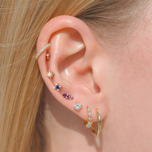 Toposh Piercing Labret in Titanio ASTM F136 con Grappolo di Zirconi CZ, Orecchino a Lobo Piatto con Filettatura Interna per <span class=keywords><strong>Trago</strong></span>, Helix, Conch - Gioielli per Piercing Corporeo - Product Image 6