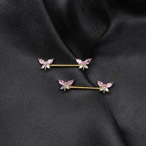 Gaby 316L Acero quirúrgico Acero inoxidable <span class=keywords><strong>pecho</strong></span> <span class=keywords><strong>piercing</strong></span> CZ libélula forma pezón anillo animal pezón joyería - Product Image 5