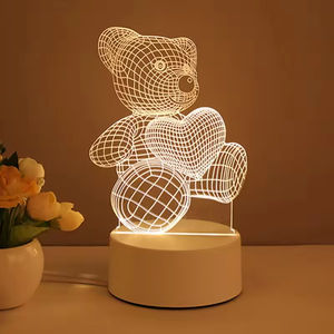 Nueva Lámpara Nocturna LED USB 3D Personalizable, Base de Acrílico Creativa para Mesa o Escritorio, para Habitación Infantil, Material ABS, Enchufe Central - Product Image 5