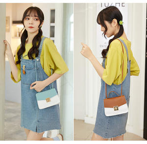 Fashion Contrasting Women's <b>Bag</b> Sweet <b>Small</b> square <b>Bag</b> Drawstring Slant <b>Shoulder</b> <b>Bag</b>.Z0264 - Product Image 3