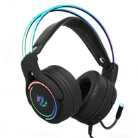 Casque de jeu filaire avec éclairage LED RVB PJT-DEP2471, écouteurs supra-auriculaires, microphone dynamique, connecteurs USB, codecs pour PC, ordinateur portable, voyage