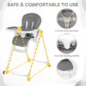 Sedia in Plastica per Bambini dal Design Moderno, Seggiolone Multifunzionale per l'Alimentazione del Bambino, Seggiolone Pieghevole con Un Solo Pulsante, Sdraietta per Neonati - Product Image 3
