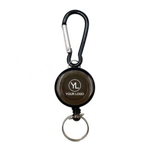 Custom Logo Outdoor <b>Cheap</b> Aluminum Lightweight Carabiner ID Badge Holder Reel Clip Portable Retractable Keychain - Product Image 1