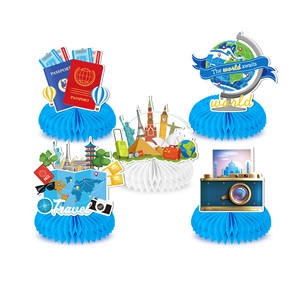 FW075 thème de <span class=keywords><strong>voyage</strong></span> mondial pièce maîtresse en nid d'abeille Globe valise Globe terrestre nid d'abeille pour les décorations de <span class=keywords><strong>Table</strong></span> de fête de <span class=keywords><strong>voyage</strong></span> - Product Image 2