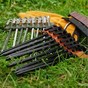 Cadena organizadora de cuero PU con 8 orificios para clavos de tienda de campaña, accesorio de almacenamiento portátil para clavos de suelo de camping, para todas las estaciones - Product Image 5