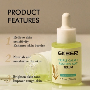 Soro facial de acne de pele sensível anti-idade de marca própria, soro triplo calmante e calmante para aveia, tratamento facial anti-envelhecimento - Product Image 4