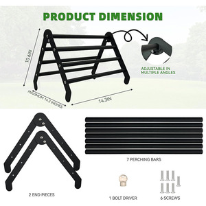 Percha de metal ajustable negra para pollos pequeños en gallineros, casas y jardines - Product Image 4