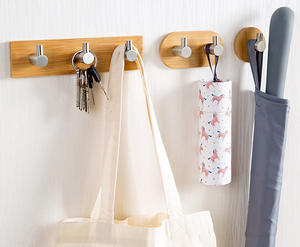 Ganchos dobles impermeables de madera para baño y cocina, superventas, mejor venta, cinturón, llaves, auriculares, ganchos adhesivos - Product Image 4